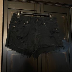 American eagle high rise distressed jean short